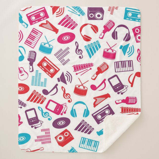 Cobertor Sherpa Padrão de música (Frente)