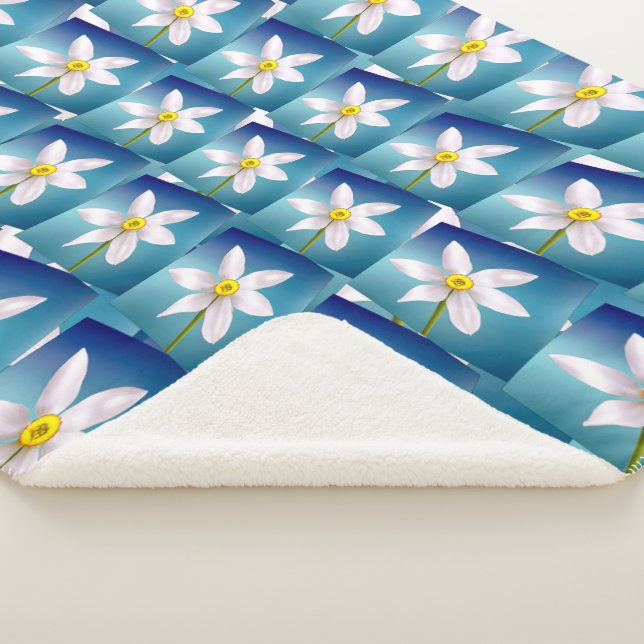 Cobertor Sherpa Padrão de Narciso Branco (3/4)