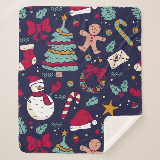 Cobertor Sherpa Padrão de Natal (Frente)