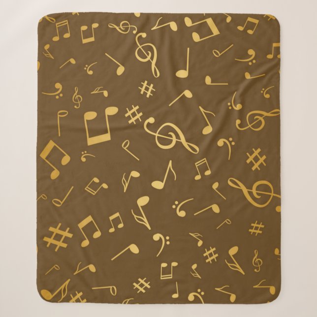 Cobertor Sherpa Padrão de notas musicais (Frente)