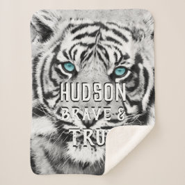 Cobertor Sherpa Padrão de Olhos Azuis de Bengala Selva Bengal Tige
