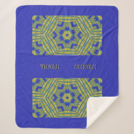Cobertor Sherpa Padrão de Onda Amarelo Azul