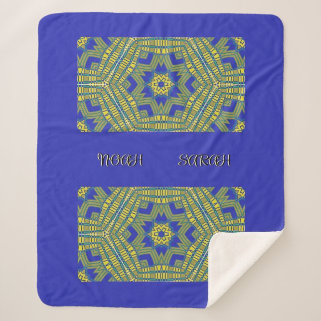 Cobertor Sherpa Padrão de Onda Amarelo Azul