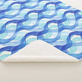 Cobertor Sherpa Padrão de Onda de Aquarela de Fluxo Oceânico