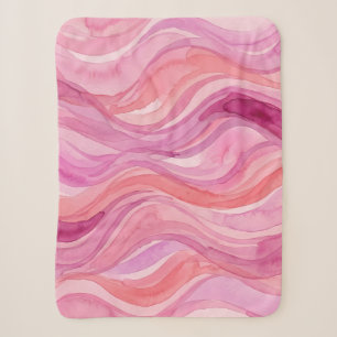 Cobertor Sherpa Padrão de Ondas de Aquarela Rosa