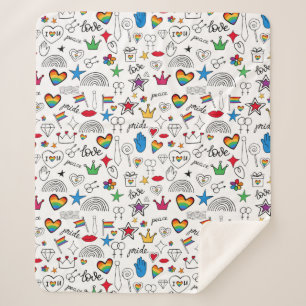 Cobertor Sherpa Padrão de Orgulho gay Doodle
