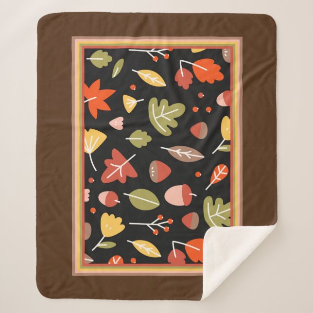 Cobertor Sherpa Padrão de outono Colorido (Frente)