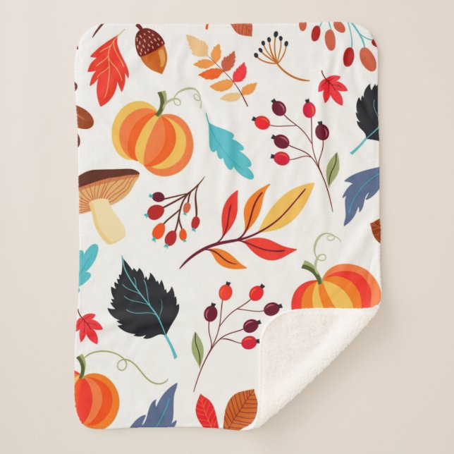 Cobertor Sherpa Padrão de outono Sherpa Blanket (Frente)
