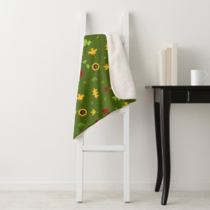 Cobertor Sherpa Padrão de outono verde Sherpa Blanket