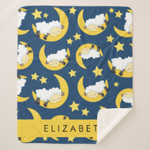 Cobertor Sherpa Padrão De Ovelha, Ovelha Dormindo, Lua, Seu Nome