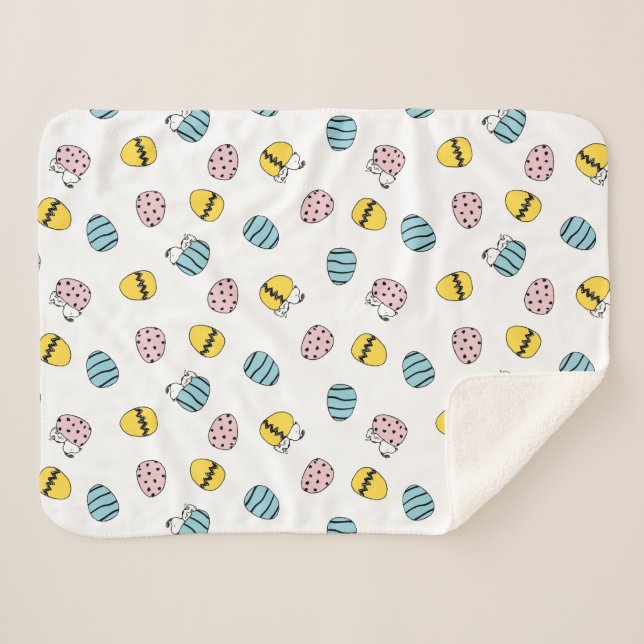 Cobertor Sherpa Padrão de Ovos de Páscoa de Snoopy (Frente (Horizontal))