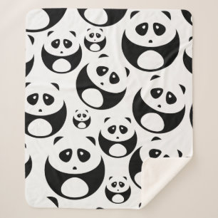 Cobertor Sherpa Padrão de Panda Branco e Preto de Kawaii