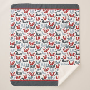 Cobertor Sherpa Padrão de Pássaros de Arte Popular Nórdica