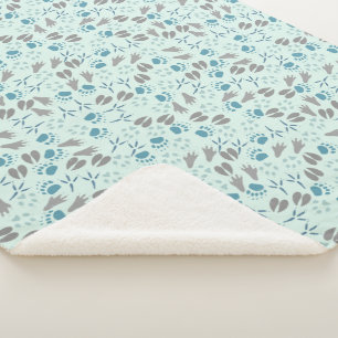 Cobertor Sherpa Padrão de Pegadas de Animais da Floresta