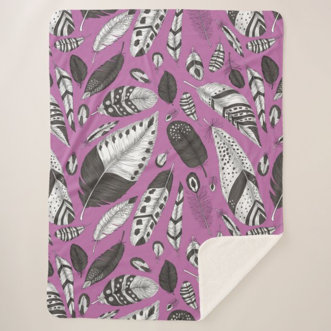 Cobertor Sherpa Padrão de penas (Frente)