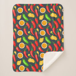 Cobertor Sherpa Padrão de Pimentos Quentes