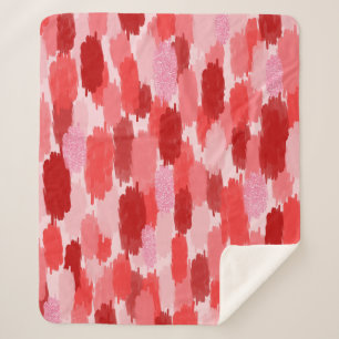 Cobertor Sherpa Padrão de pinceladas de Abstrato Rosa Vermelho
