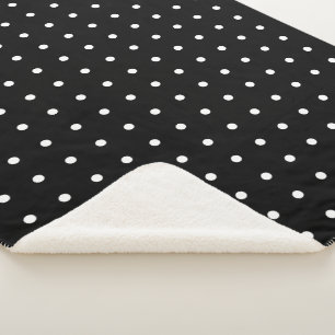 Cobertor Sherpa Padrão de Ponto Cozy WhitePolka em Preto