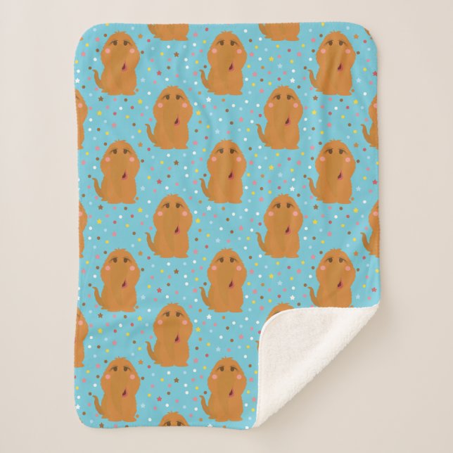 Cobertor Sherpa Padrão de Pontos e Estrelas Azuis do Snuffleupagus (Frente)