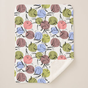 Cobertor Sherpa Padrão de poses de ioga   Padrão sem costura de 