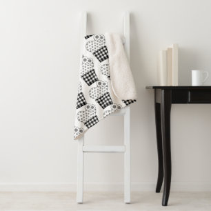 Cobertor Sherpa Padrão de Pote de Xadrez de Cactus Coração Corta