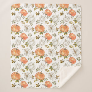 Cobertor Sherpa Padrão de Pumpkin de Aquarela de Queda