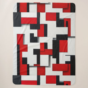 Cobertor Sherpa Padrão de quadrado vermelho e preto com um fundo b
