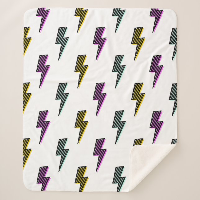 Cobertor Sherpa Padrão de raio Vintage Neon (Frente)