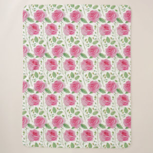 Cobertor Sherpa Padrão de repetição floral/rosa