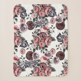 Cobertor Sherpa Padrão de Rosa de pinagem rosa e roxo