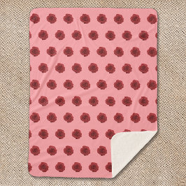 Cobertor Sherpa Padrão de rosa vermelha sem soldadura no Sherpa Bl