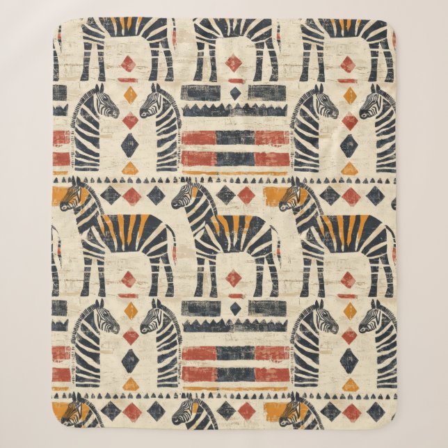 Cobertor Sherpa Padrão de Safari Tribal Boho Zebra (Frente)