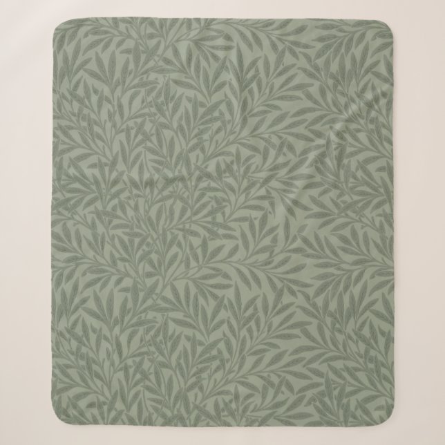 Cobertor Sherpa Padrão de Salgueiro William Morris Antigo Verde Sa (Frente)