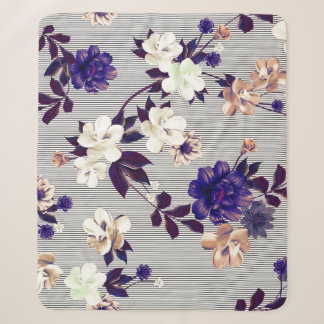 Cobertor Sherpa Padrão de Silhueta Preta das Flores de Mola