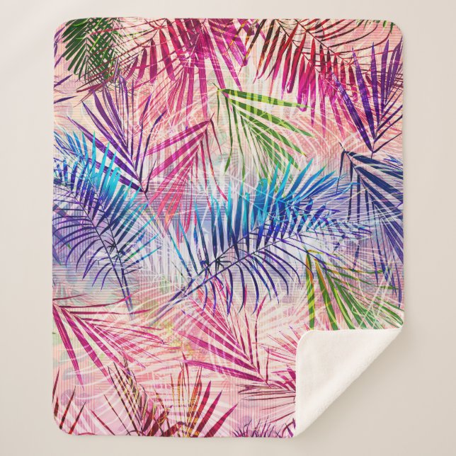 Cobertor Sherpa Padrão de Sobreposição de Folhas de abstrato Water (Frente)