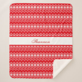 Cobertor Sherpa Padrão De Suéter Vermelho E Branco Personalizado