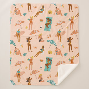 Cobertor Sherpa Padrão de Sunbathers de Praia
