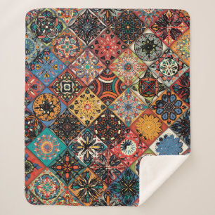 Cobertor Sherpa Padrão de tangerina floral sem costura. Colorida 