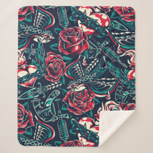 Cobertor Sherpa Padrão de tatuagem retrorreflectora