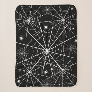 Cobertor Sherpa Padrão de Teia de Aranha Preto e Branco Aconchegan