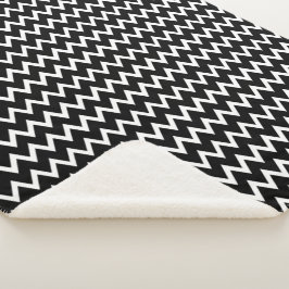 Cobertor Sherpa Padrão De Tendy Black E White Chevron