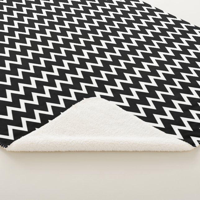 Cobertor Sherpa Padrão De Tendy Black E White Chevron (3/4)