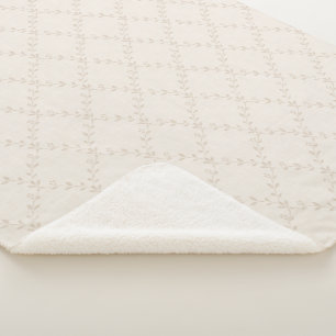 Cobertor Sherpa Padrão de Treliça Floral Boho Bege Macio