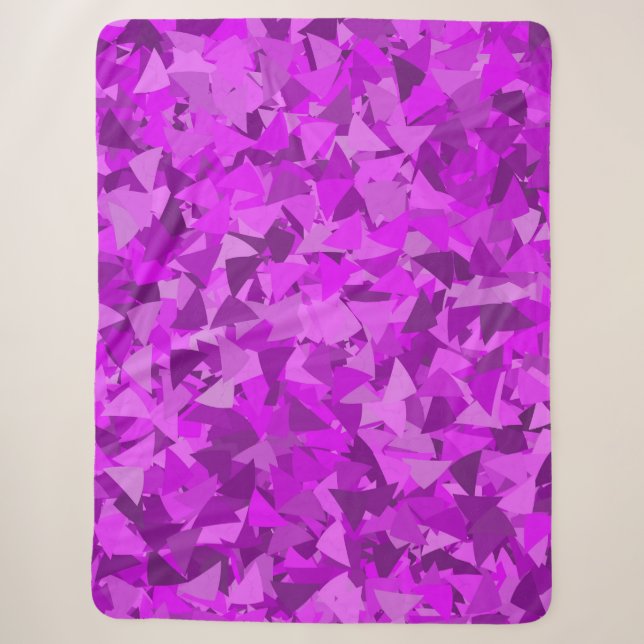 Cobertor Sherpa Padrão de Triângulo Rosa Roxo (Frente)