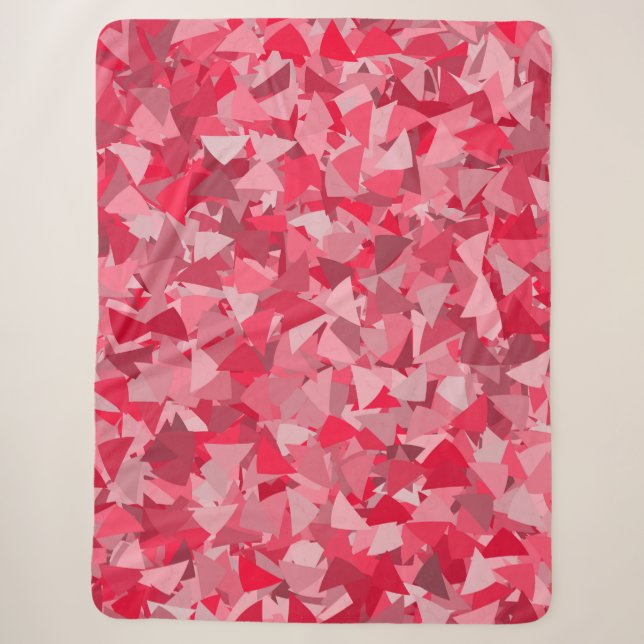 Cobertor Sherpa Padrão de Triângulo Rosa Vermelho (Frente)