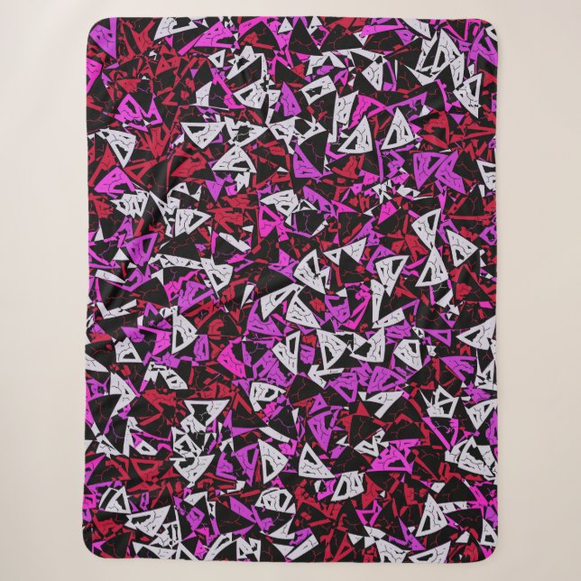 Cobertor Sherpa Padrão de Triângulo Roxo Vermelho (Frente)