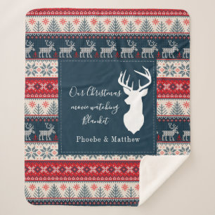 Cobertor Sherpa Padrão de tricô de Natal personalizado 