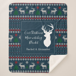 Cobertor Sherpa Padrão de tricô de Natal personalizado