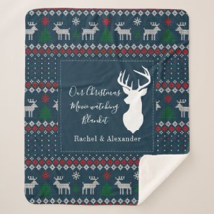 Cobertor Sherpa Padrão de tricô de Natal personalizado