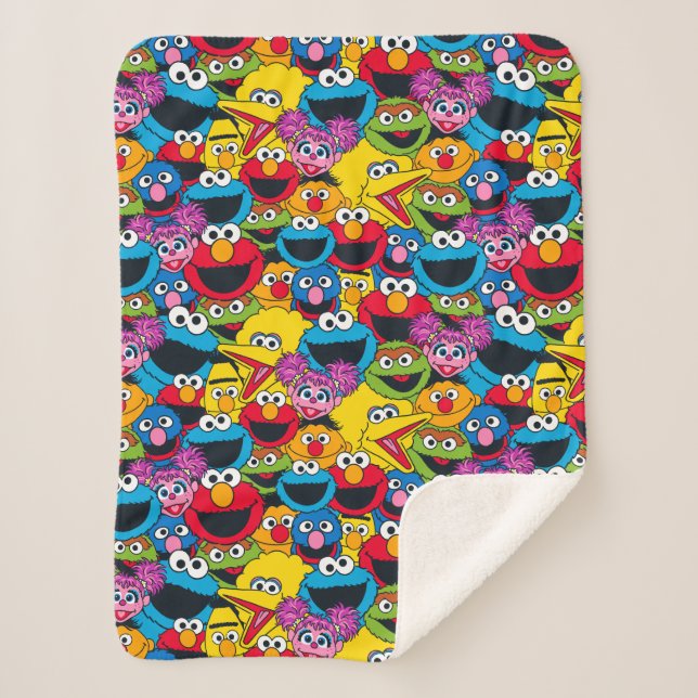 Cobertor Sherpa Padrão de Tripulação de Rua Sésame (Frente)